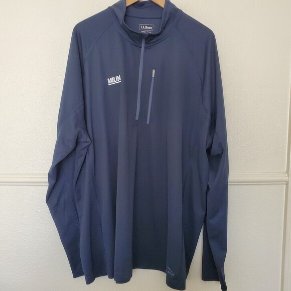 L.L.Bean Shirt Polyester 1/4 Quarter Zip Pullover Long Sleeve Men 3XL Blue Valin - Picture 1 of 14